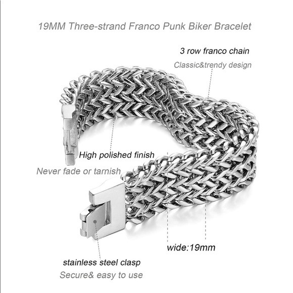 Stainless Steel 19MM Cuban Link Chain Bracelet - Picture 2 of 7